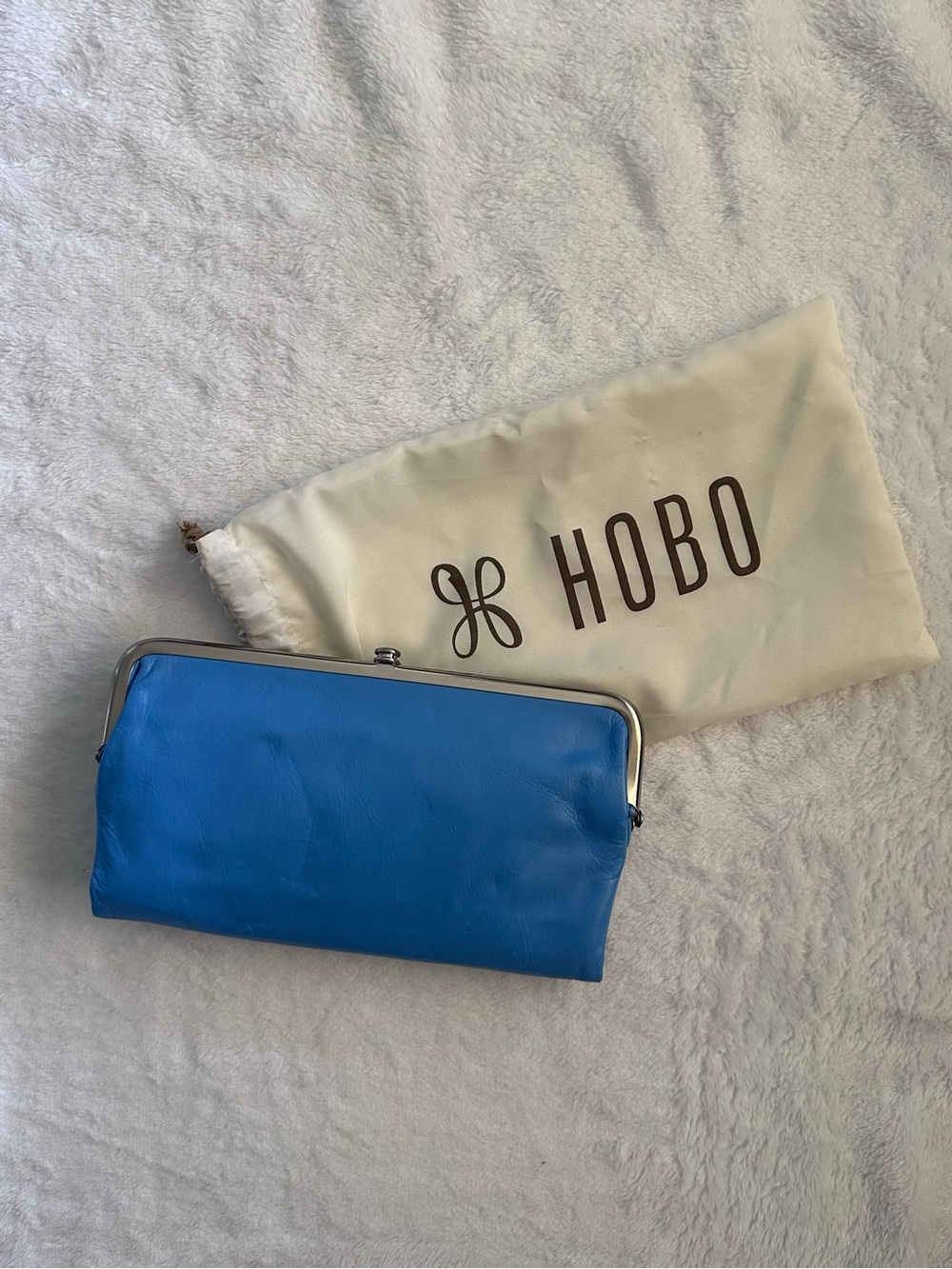 HOBO Bright Blue Leather Kiss-Lock Clutch